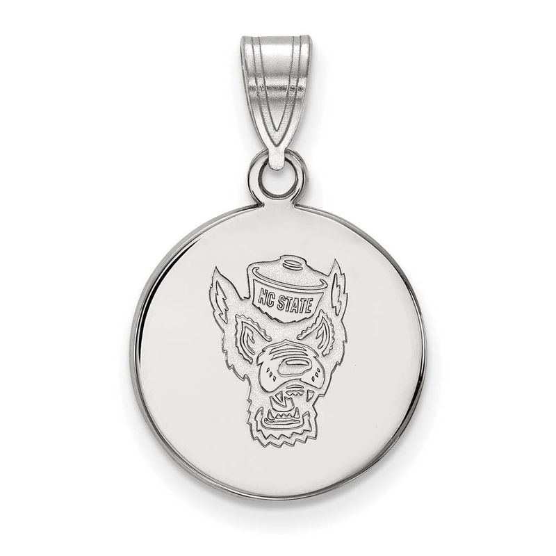 Sterling Silver North Carolina State Medium Logo Disc Pendant